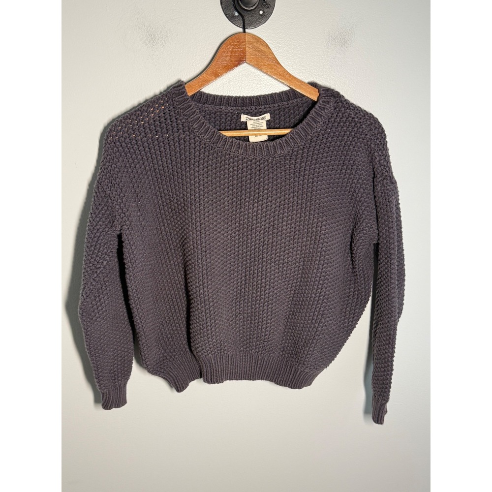 Billabong Womens Medium Gray Cotton Chunky Knit Crewneck Sweater JV14CLOV